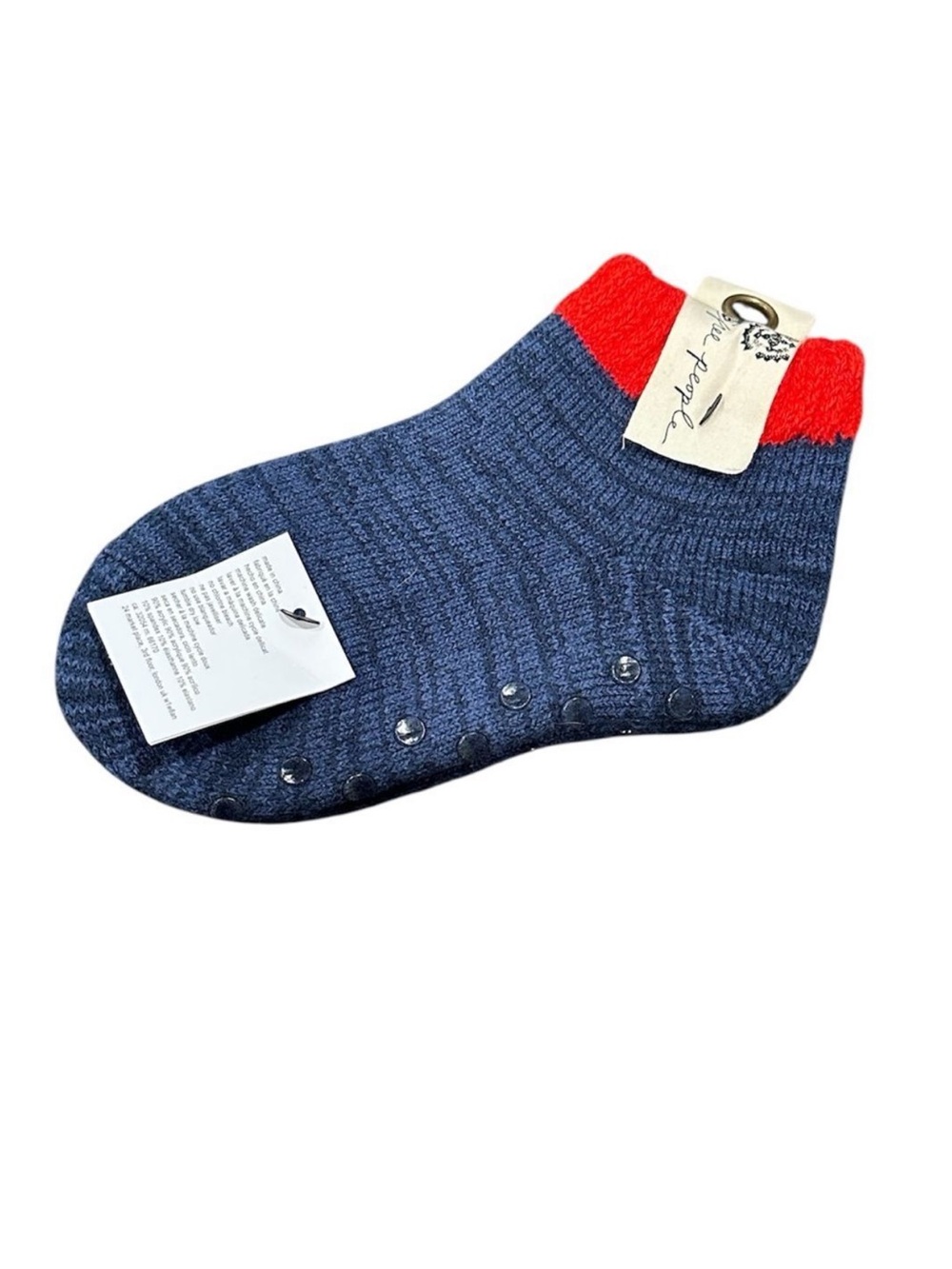 Free People Cozy Slipper Socks NEW Blue Red Grip Bottoms Lounge Cabin Socks OS